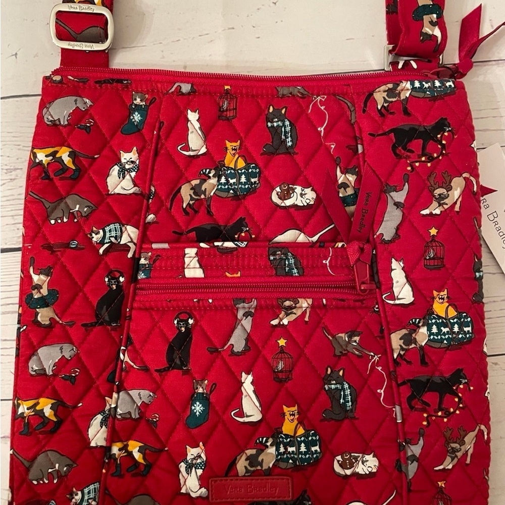 Vera Bradley Red holiday cats Crossbody Bag - Picture 2 of 4